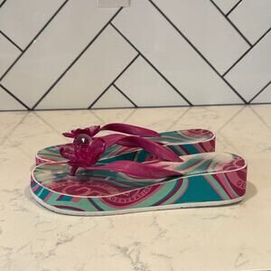 BCBGeneration platform flip flops pink gem flower accent size 10 Y2K baddie